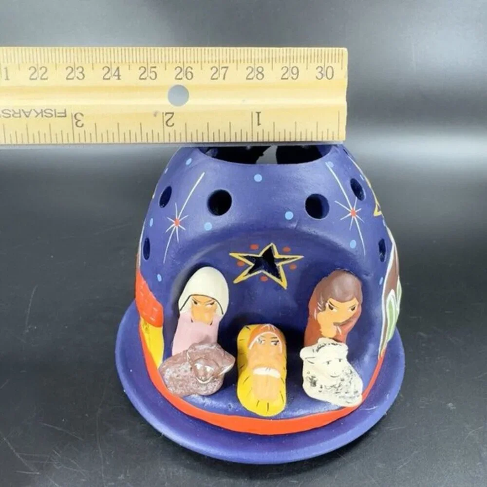 Peru Mountain Tea Light Nativity Ten Thousand Villages Nativity Scene Holder VTG